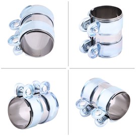 Exhaust Band Clamp Stainless Steel Car Sound Absorber Pipe Clamps Sound Masher Pipe Connector Cat Pipe Clamp with Screws (2 Inches) Vehicle Conversion / Performance