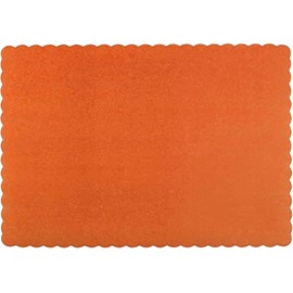 Paper Placemats - Disposable - Scalloped Edge (Orange, 100)