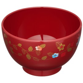 Yamanaka Lacquer M15460 Range Soup Bowl with Flower Path (Vermilion)