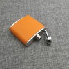 Pocket Hip Flask Orange Leather Wrapped Capacity 80ml (Approx 3