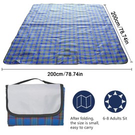 MOLHEM 200x200CM Picnic Blanket with Carrying Handle, Waterproof Sand proof Beach Blanket Outdoor Garden Washable Picnic Mat Camping Accessories for Outdoor Activities