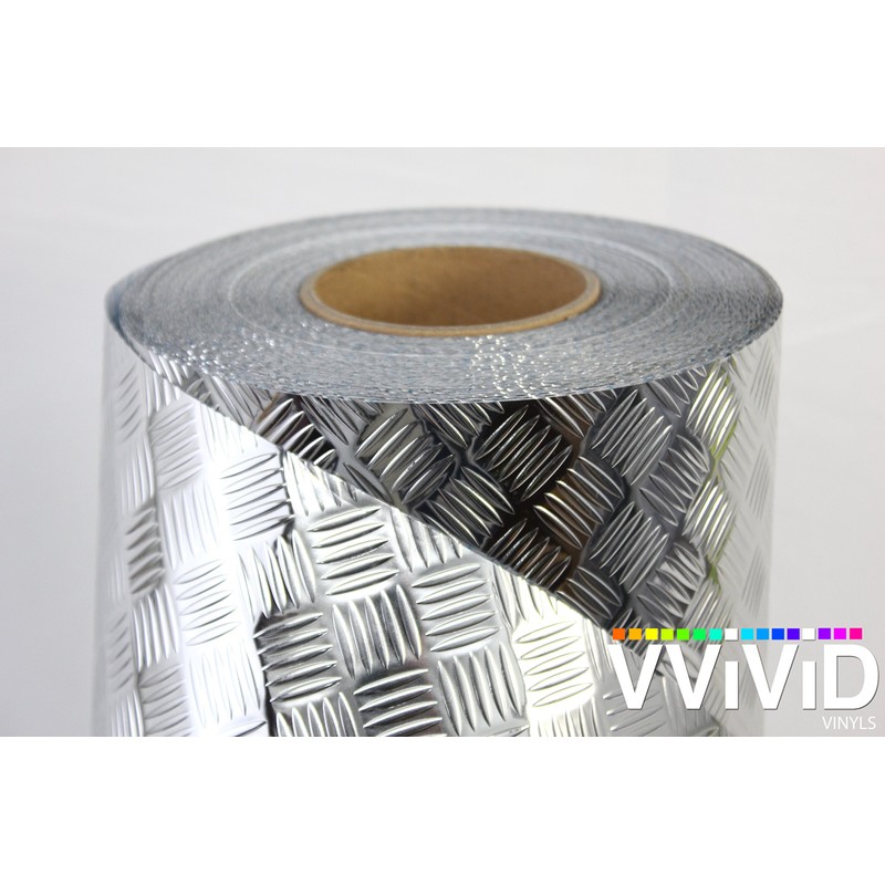 Industrial Utility Diamond Plate Metallic Chrome Finish Vinyl Wrap Underlayer