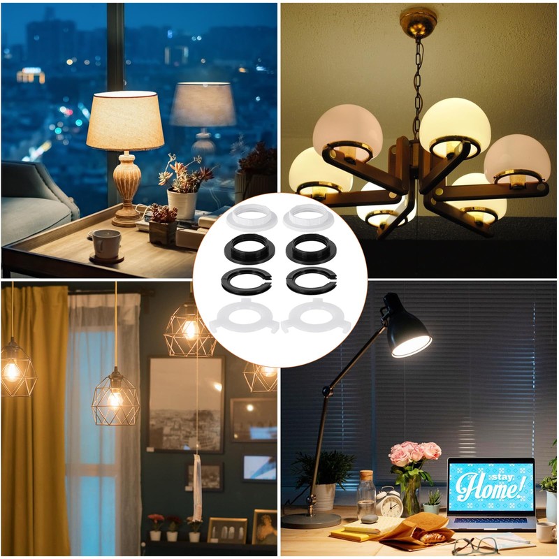 8Pcs Plastic Light Shade Adapter, E27 to E14 Lamp Shade