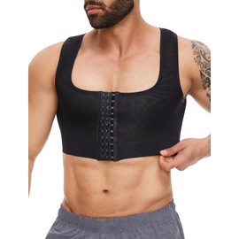 MISS MOLY Shapewear Men's Chest Binder Men's Sleeveless Binder Trans Tight Compression Corset Men Elastic Tummy Control Undershirt Figure Shaping Body Shaper Vest, black