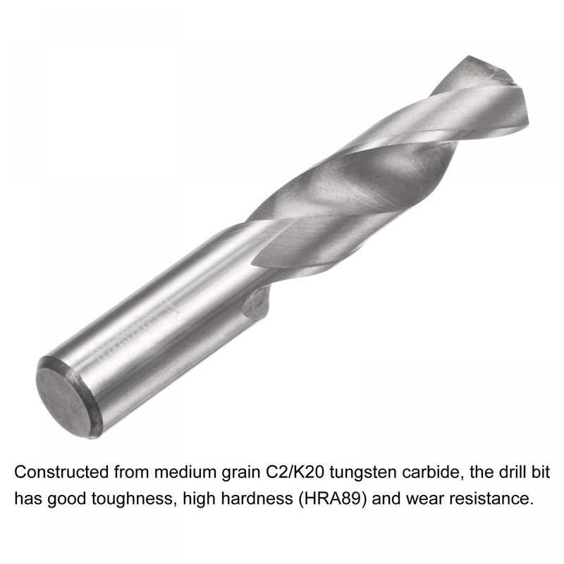 sourcing map Solid Carbide Drill Bits, 10mm C2/K20 Tungsten Carbide