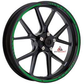 Autodomy Pack 6 Units Wheel Rim Stickers Desing Sport | Complete Set for 2 Motorcycle Wheel Stripes 15" to 19" Resistant Rain and UV | Motorbike Stickers Green