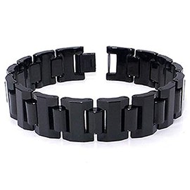 Black Tungsten Carbide 16MM Men's Link Bracelet Sz 8.5"