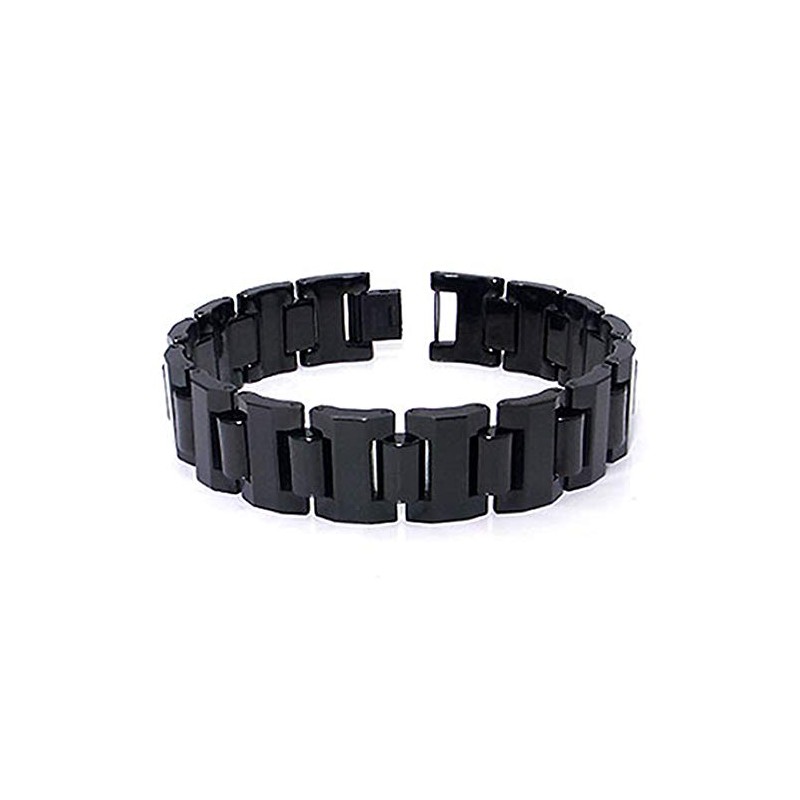 Black Tungsten Carbide 16MM Men's Link Bracelet Sz 8.5"