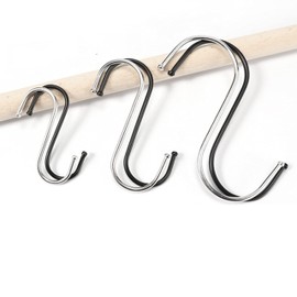 10 Pack in Pack S Shaped Hooks Hanging Hooks Hangers for Bathroom, Bedroom, Office and Kitchen(Silver & Large)