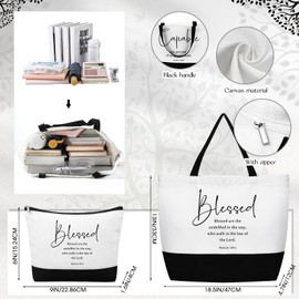 Abbylike 20 Pcs Christian Gift Bags Bible Verse Tote Bag Religious Cosmetic Makeup Bag for Mothers Day(Bible Words English)