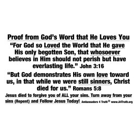 Jesus Loves You | Gospel Tracts | Bible Tracts | Business Card Size | Pack of 50