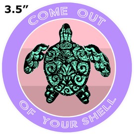 Athena Brands Pink Turtle Come Out of Your Shell - Car Truck Window Bumper Sticker Decal - Panama Purple