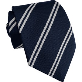 Great British Tie Club School Ties (14 Double Stripe Variations) (Navy & White)