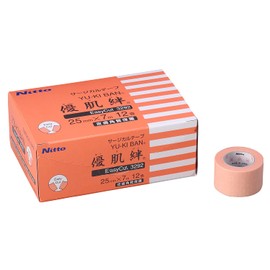 Nitoms YU-KI BAN 3292 EasyCut Non-woven Fabric, Skin-Friendly, Rash-Resistant Tape, Perforated, 1.0 inches (25 mm) x 23.4 ft (7 m), 12 Rolls