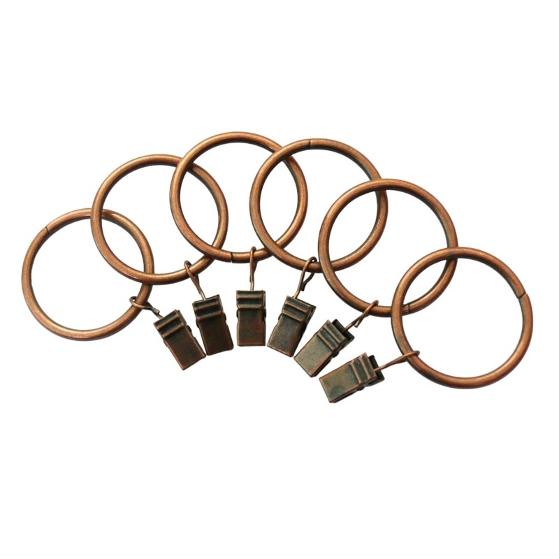 Xin store 40-Pack Copper Metal Curtain Rings with Clips (1.5")
