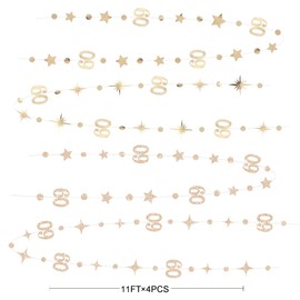 Champagne Gold 60th Birthday Decorations Number 60 Circle Dot Star Garland Metallic Streamer Banner for Women Mens Cheers to 60 Years Old Birthday Happy 60th Anniversary Vintage 1965 Party Supplies