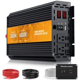 3000W Power Inverter,Peak Power 6000W 12V DC to AC 110V120V,Remote Control with 2AC Outlets and 2.4USB Port,LCD Display for Power Converter,Outdoor Activities,Emergency,Vehicles Truck RV Solar System