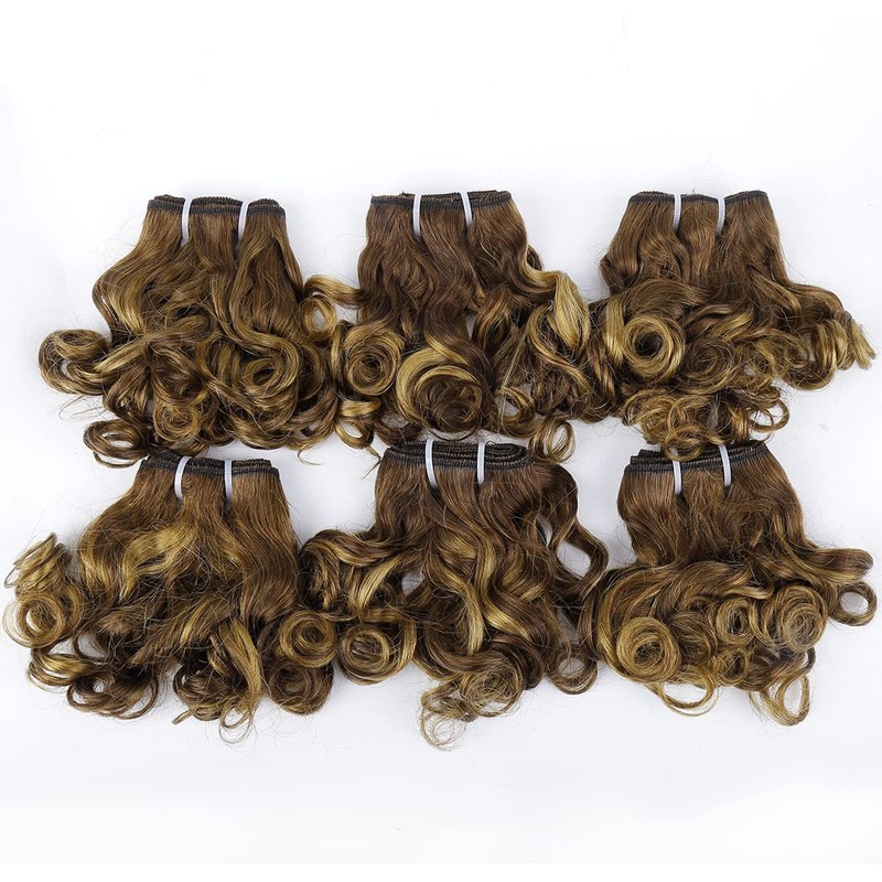 4/27 Short Wavy Curly Bundles with Closure Brazilian P4/27 Wavy