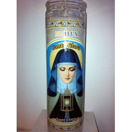 Brilux Saint Clara (Santa Clara) 7 Day Unscented White Candle in Glass