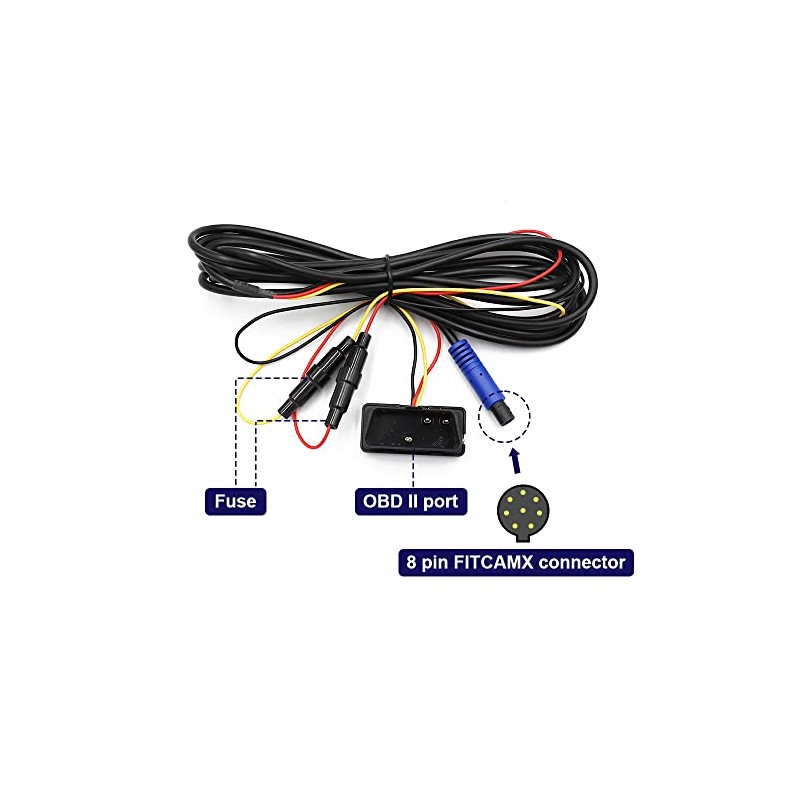 FITCAMX OBD Cable Dash Cams, Upgrade Parking Monitoring, Hardwire Wire