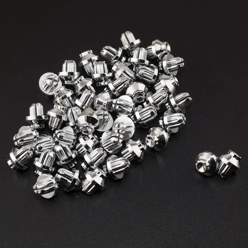 RTRHINOTUNING 50pcs Chrome Silver Universal Wheel Rim Lip Rivets Nuts