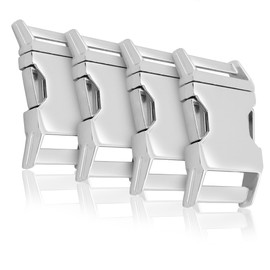 Ganzoo Alumaxx Metal Click Clasp, 15 mm Strap, Pack of 4, 5/8 Inch, Clip Clasp, Buckle for Paracord Bracelets, Dog Collars, Backpack, Colour: Silver Gloss, silver