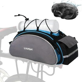 LIXADA Bike Rack Bag with Rain Cover, 13L Bike Bags for Bicycle Rear Rack, Waterproof Bike Saddle Panniers Trunk Bag, Cycling Rear Seat Bag Backseat Carrier Storage Luggage with Shoulder Strap