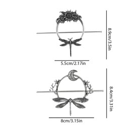 2PCS Dragonfly Hair Clip Set for Women, Vintage Moon Hair Accessories with Sunflower and Dragonfly Design, Boho Dragonfly Jewelry for Women, Celestial Hair Pin and Barrette