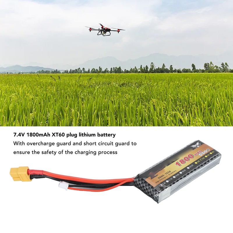 7.4V 1800mAh 3s 25C Battery With XT60 Plug Lightweight Lithium