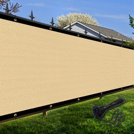 Amagenix Privacy Fence Screen 6'X82' Customized Size Sand Heavy Duty Fencing Mesh Shade Net Cover with Brass Grommet for Chain Link, Deck Patio Backyard Outdoor Pool Porch Railing, Sand