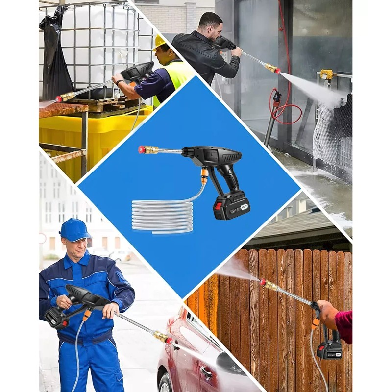 Lawuto Pistola Hidrolavadora Inalámbrica Lavado Coche 2 Pilas 48v