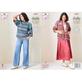 King Cole Ladies Chunky Knitting Pattern Womens Sweater & Cardigan (6247)