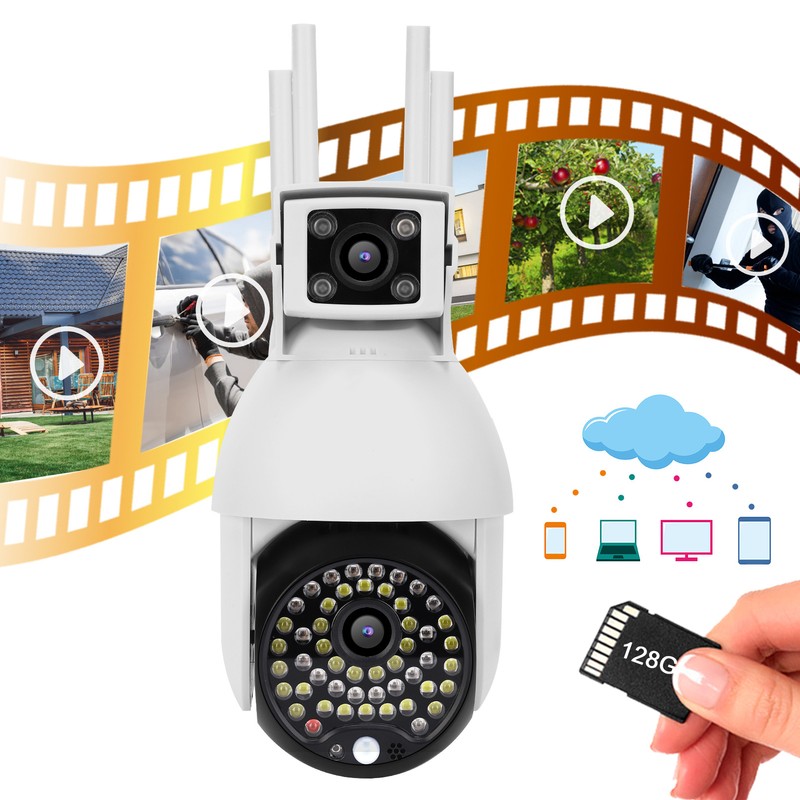 1080P Wifi PTZ Camera 60 Lights Dual Lens IP66 Waterproof