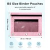 ASBEFORE Pink Pencil Pouch for 3 Ring Binder - Zipper