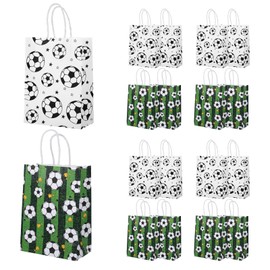 16Pack Soccer Gifts Bags Print Paper Party Favor Bags for Treats,Soccer Goodie Bags with Handle for Sports Theme Party Decorations Game Celebration Supplies