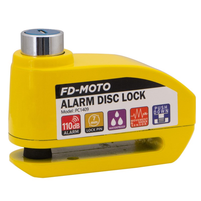 FD-MOTO Alarm Disc Lock & Reminder Cable Yellow