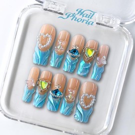 NailPhoria｜SURPRISE DEAL Collections (70 Styles) acrylic press nails:_Crystal Petals_L
