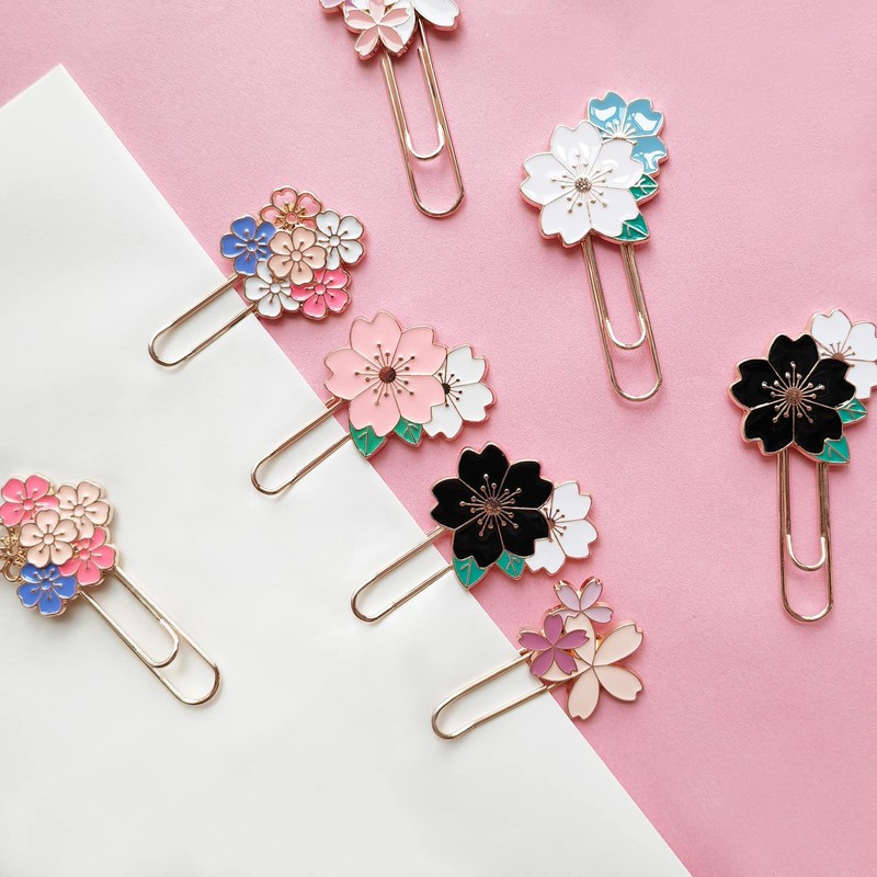 5WYOUKE Cherry Blossom Clip Paper Clip, Sakura Clip, Cute Bookmark,