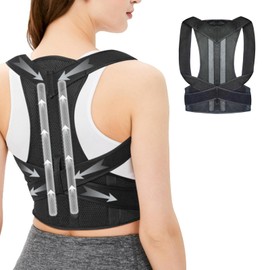 Yunova Posture Corrector for Men and Women, Adjustable Back Brace with 8-Point Pressure, Breathable Polyester, X-Shaped Strap, Slim Invisible Design for Office, Walking, Fitness Support