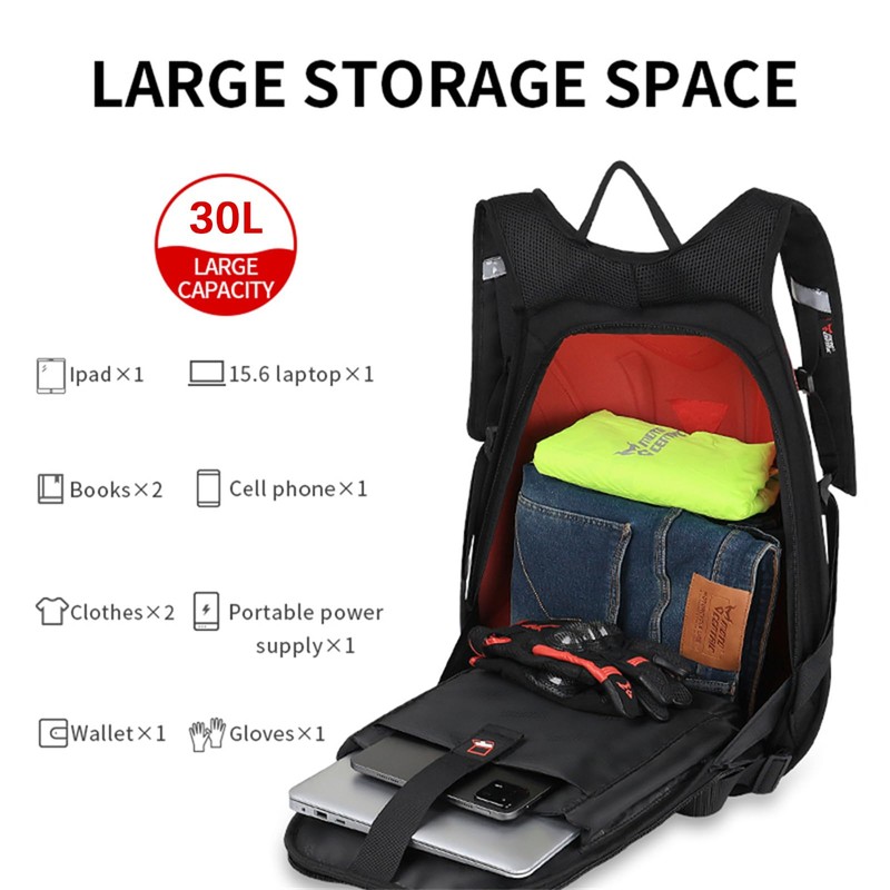 mjmoto Motorcycle Backpack Waterproof Large Capacity Carbon Fiber Rider Backpack