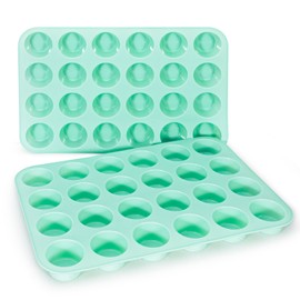 LELE LIFE 2 Pack Silicone Muffin Pan - 24 Cups Mini Cupcake Pan, Nonstick Silicone Cupcake Molds for Cupcake, Egg Bites, Dishwasher Safe