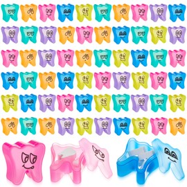 Beeveer 60 Pcs Colorful Tooth Saver Box for Kids Boys Girls Plastic Lost Fairy Tooth Holder Bulk Keepsake for School Classroom Dentist Baby Teeth Party Favor Bag Fillers, 6 Colors, 1.69*1.69*1.06 Inch
