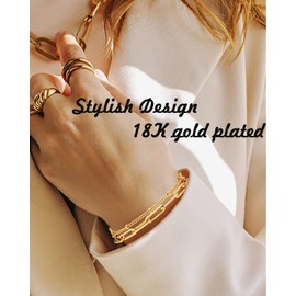 QianSiLi Women's Necklace Bracelet 18 Carat Gold-Plated with 5a Zirconia, Gold Bracelet for Women Girls Fashion Jewellery Bracelet Set for Women, Gifts for Her, Mother Grandma Sister Gifts, Yellow