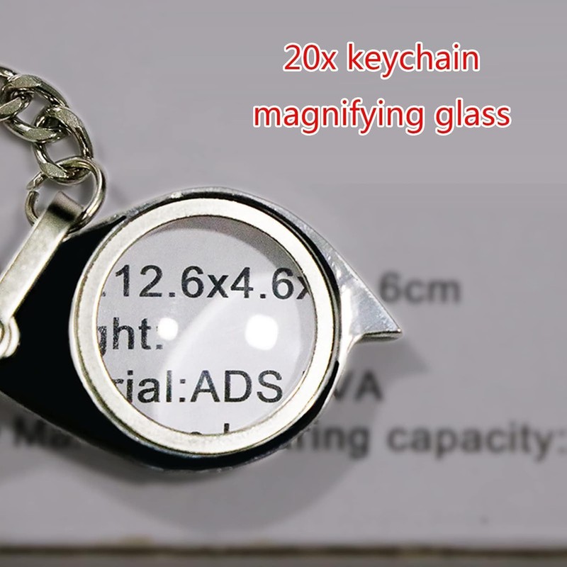 Magnifying Glass with Keychain, 22mm Lens, 20X Pocket Folding Magnifier