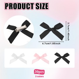 ZEYIYER 30 PCS Bow Hair Clips, 3 Colors Hair Bows Small Satin Material Bowknot Ribbons, Cute Claw Clips Hair Barrettes for Women and Girls