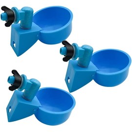 3Pcs Automatic Poultry Waterer 3/8 Inch Thread Filling Waterer Cups Chicken Drinking Bowl Feeder for Ducks, Birds, Quail, Hen, Rooster (Blue)