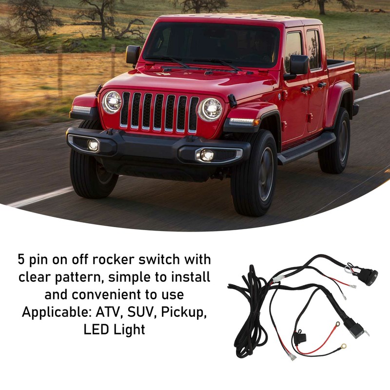 LED Light Bar Wiring Harness Kit 5 Pin On Off