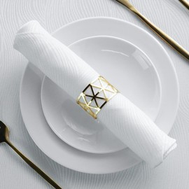 SPRICA Jacquard Napkins 48x48cm Set of 4 Pieces Decorative Washable Reusable Napkin, White