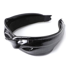 MIRMARU Fashion Headband Hair Accessories - Knotted, Bow, Polka Dot, Floral, Metallic, Glitter and Paisley Wide Hairband Headwear. (SBHB-2848-Black)