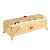 Vintage Metal Jewelry Box Rectangle Delicate Pattern Trinket Box with